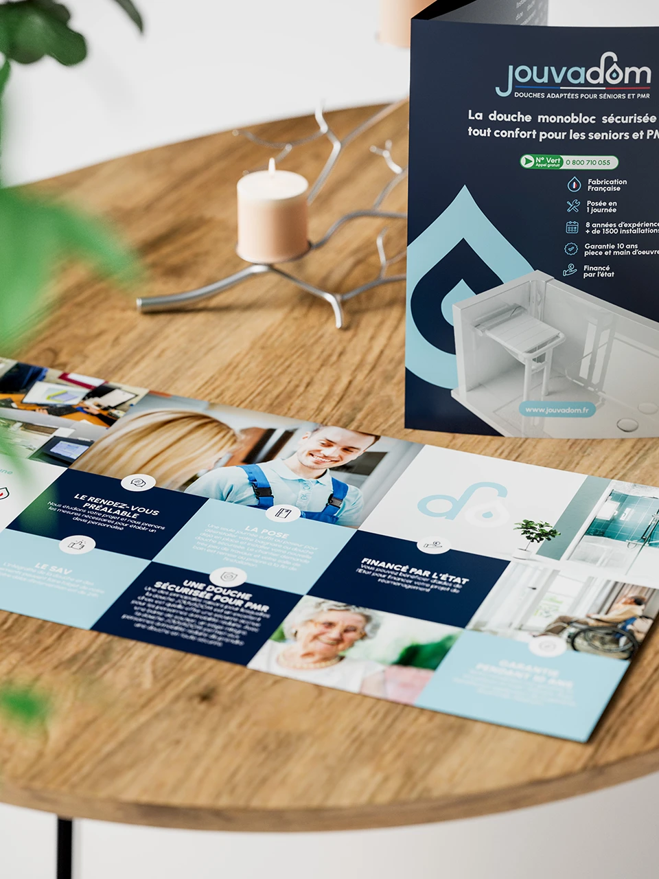 plaquette imprimée jouvadom société de vente de douche senior