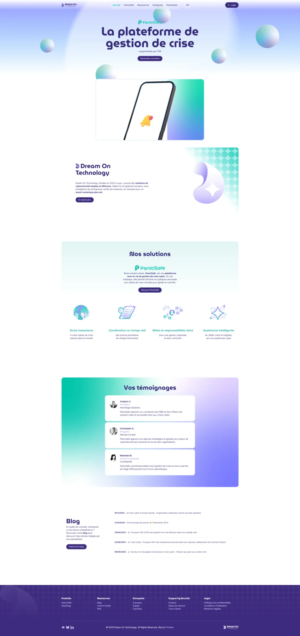 Dream On Technology – Gestion de crise cyber augmentée par l’IA